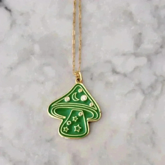 Anthropologie Jewelry - Anthropologie Green Mushroom Pendant Necklace